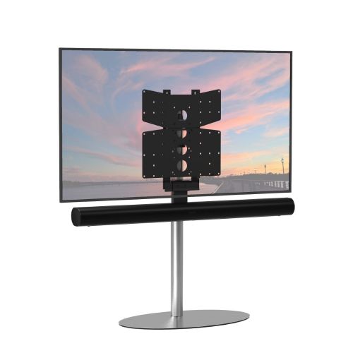Cavus Ellips Vloerstandaard met Universele Soundbar Houder – Stijlvol, Stabiel & Functioneel – Trendy Zwart Staal – VESA 75x75 tot 400x400