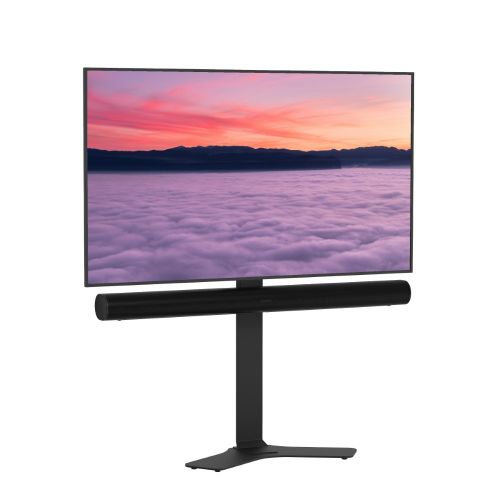 Vloerstandaard HYBRID zwart 120cm MULTIFIT VESA 75x75 tot 400x400 met soundbarhouder voor Sonos ARC (Ultra)