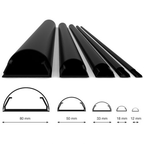  PREMIUM DESIGN ALUMINIUM KABELGOOT 33 MM-1100 MM - Zwart